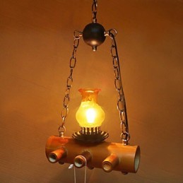 Lustre à une tête en bambou antique de style campagnard américain