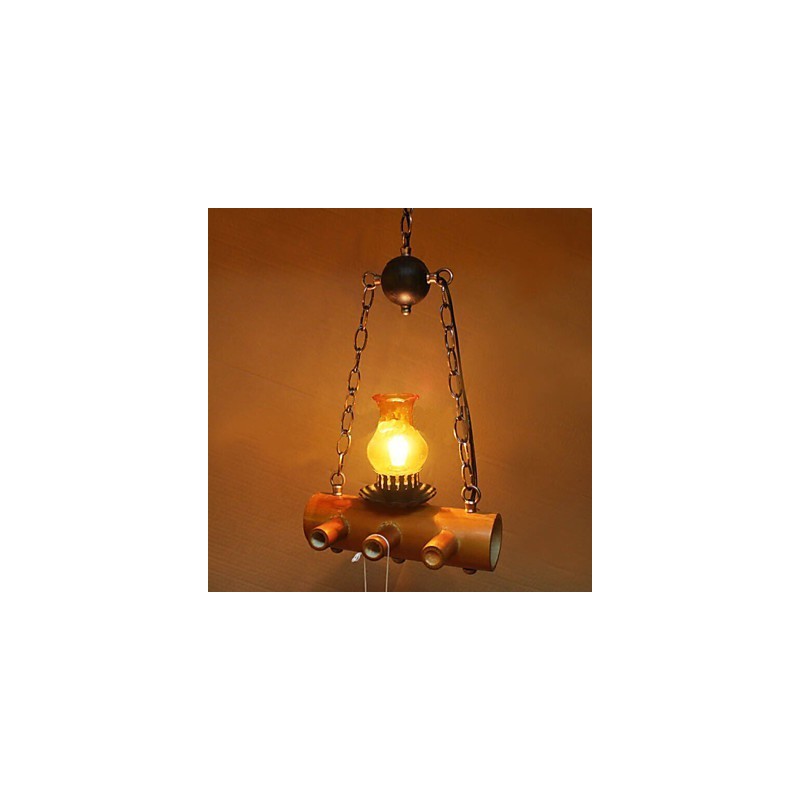 Lustre à une tête en bambou antique de style campagnard américain