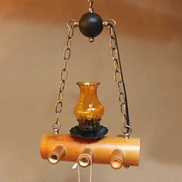 Lustre à une tête en bambou antique de style campagnard américain