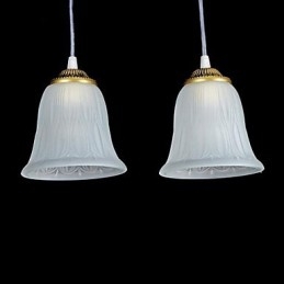 Suspension en bronze à trois lumières, abat-jour en verre, style rétro européen classique