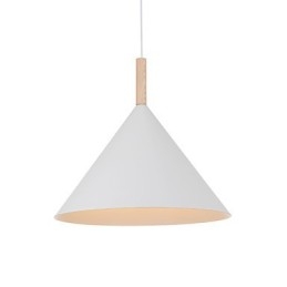 Mini suspension artistique en forme de cône, 1 lumière, finition moderne et simple, noir, blanc, aluminium et bois