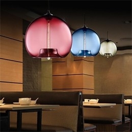 Lampe suspendue rétro créative en verre à tête unique, style café dans un bocal à poissons rouges