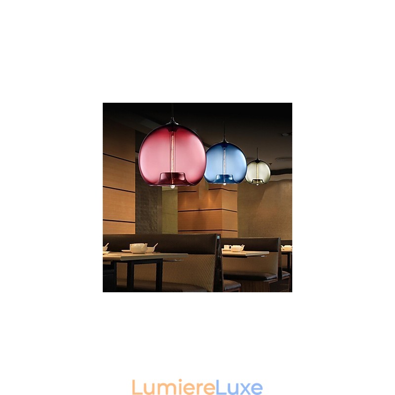 Lampe suspendue rétro créative en verre à tête unique, style café dans un bocal à poissons rouges