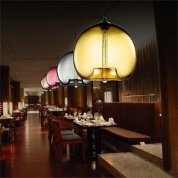 Lampe suspendue rétro créative en verre à tête unique, style café dans un bocal à poissons rouges