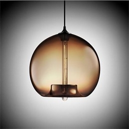 Lampe suspendue rétro créative en verre à tête unique, style café dans un bocal à poissons rouges