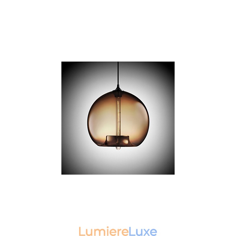 Lampe suspendue rétro créative en verre à tête unique, style café dans un bocal à poissons rouges