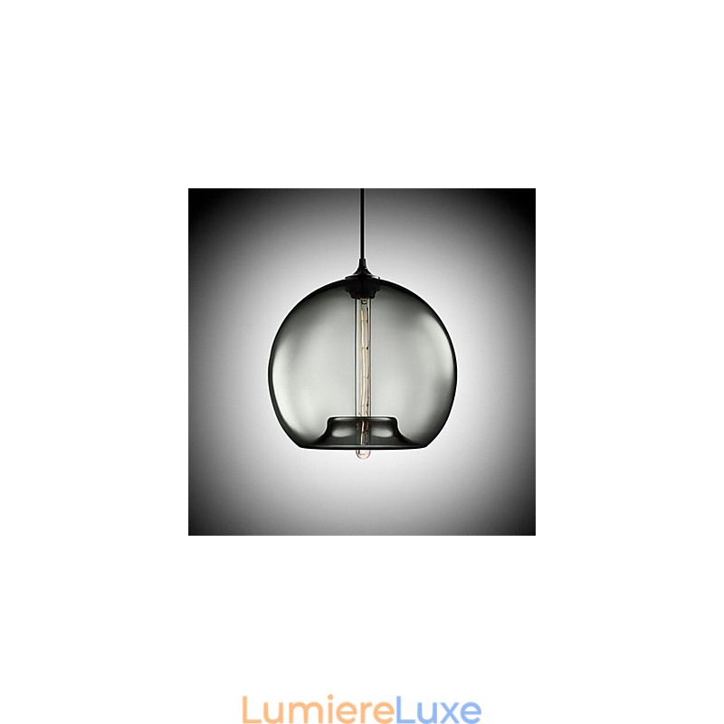 Lampe suspendue rétro créative en verre à tête unique, style café dans un bocal à poissons rouges