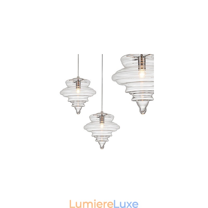 Suspension 1 lumière en verre transparent incolore, simplicité moderne
