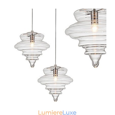 Suspension 1 lumière en verre transparent incolore, simplicité moderne Suspension 1 lumière en verre transparent incolore, simplicité moderne