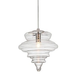 Suspension 1 lumière en verre transparent incolore, simplicité moderne