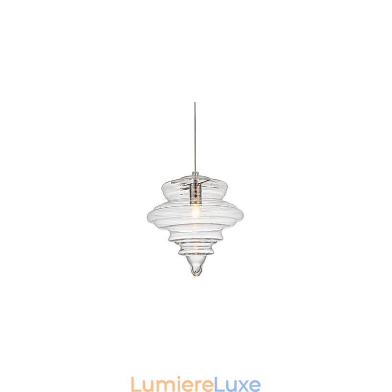 Suspension 1 lumière en verre transparent incolore, simplicité moderne