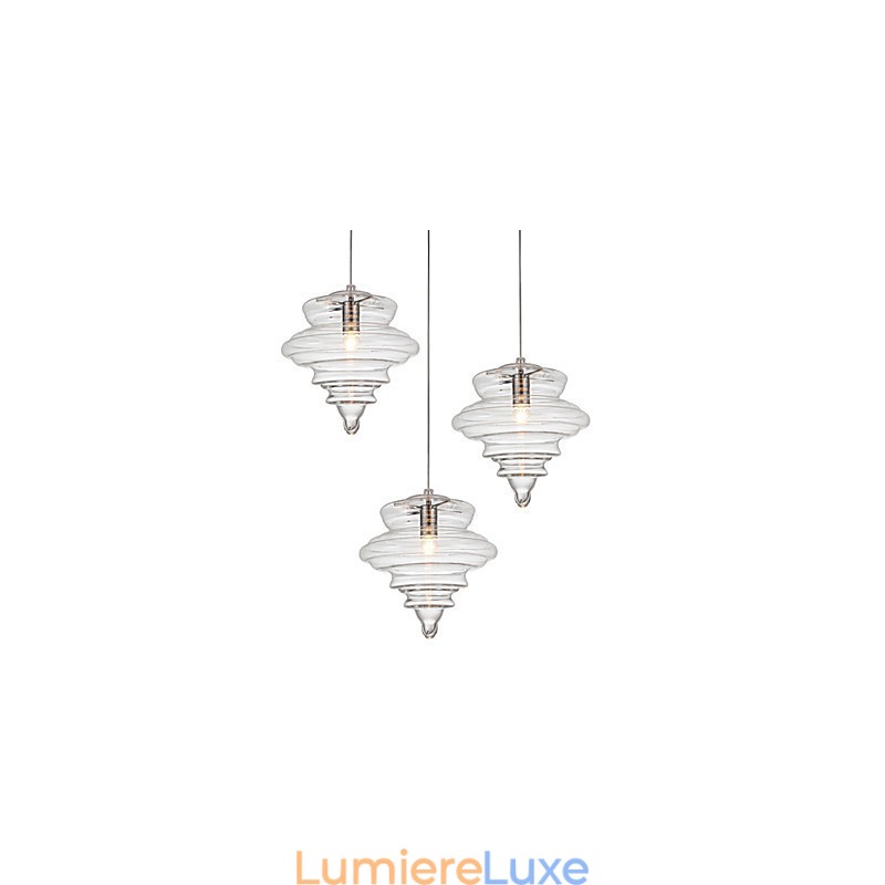 Suspension 1 lumière en verre transparent incolore, simplicité moderne