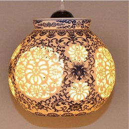 Lampe rétro en céramique pour escaliers, lustre bleu à une tête, créatif