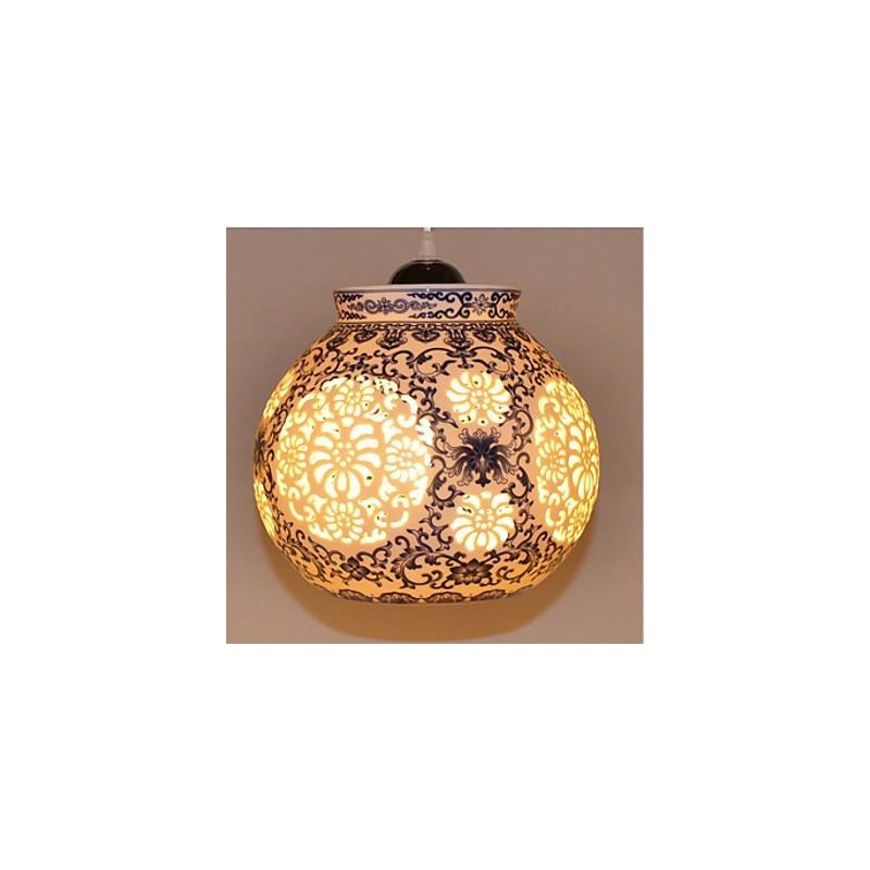 Lampe rétro en céramique pour escaliers, lustre bleu à une tête, créatif