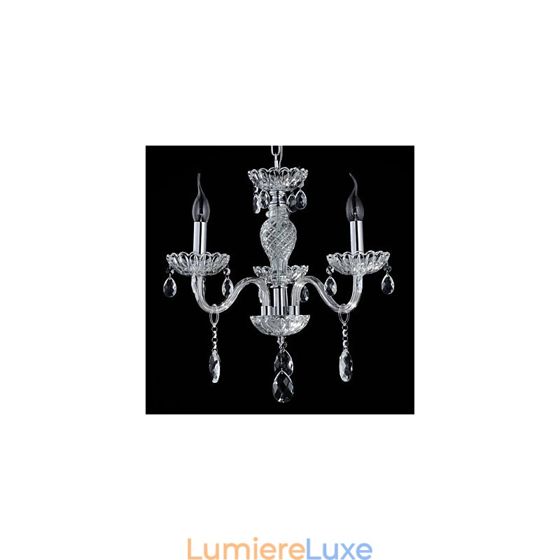 Lustre en verre à 6 lumières de style palais avec ampoule à bougie