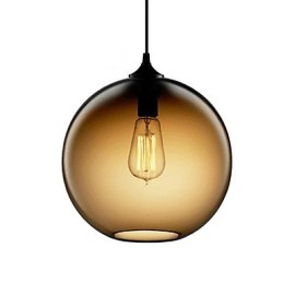 Suspension moderne en verre au design rond et brun à bulles