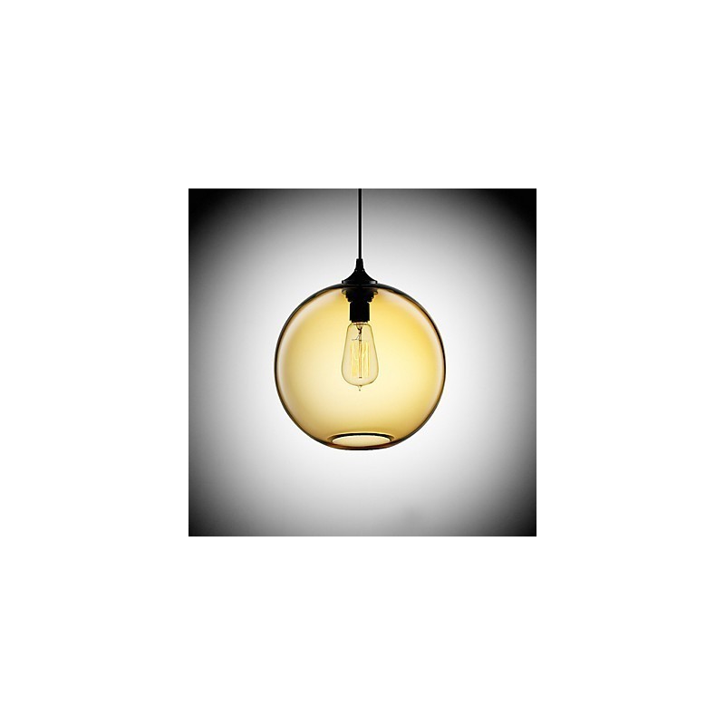 Suspension moderne en verre au design rond et brun à bulles