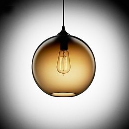 Suspension moderne en verre au design rond et brun à bulles
