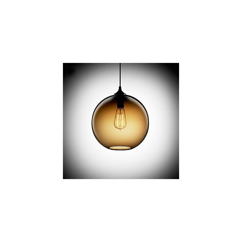 Suspension moderne en verre au design rond et brun à bulles