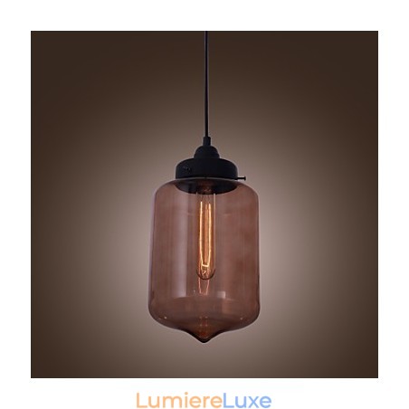 Suspension moderne en verre 70 W au design bouteille transparente Suspension moderne en verre 70 W au design bouteille transparente