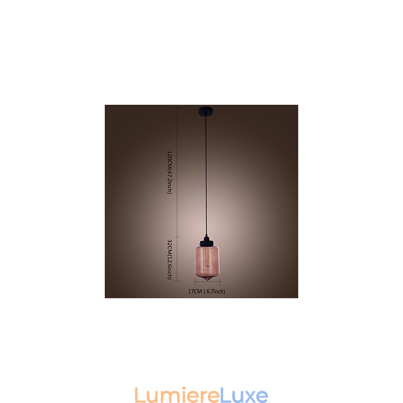 Suspension moderne en verre 70 W au design bouteille transparente