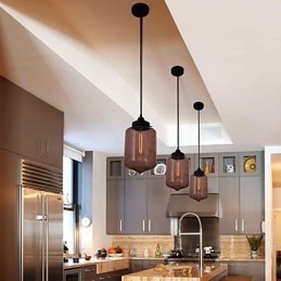 Suspension moderne en verre 70 W au design bouteille transparente