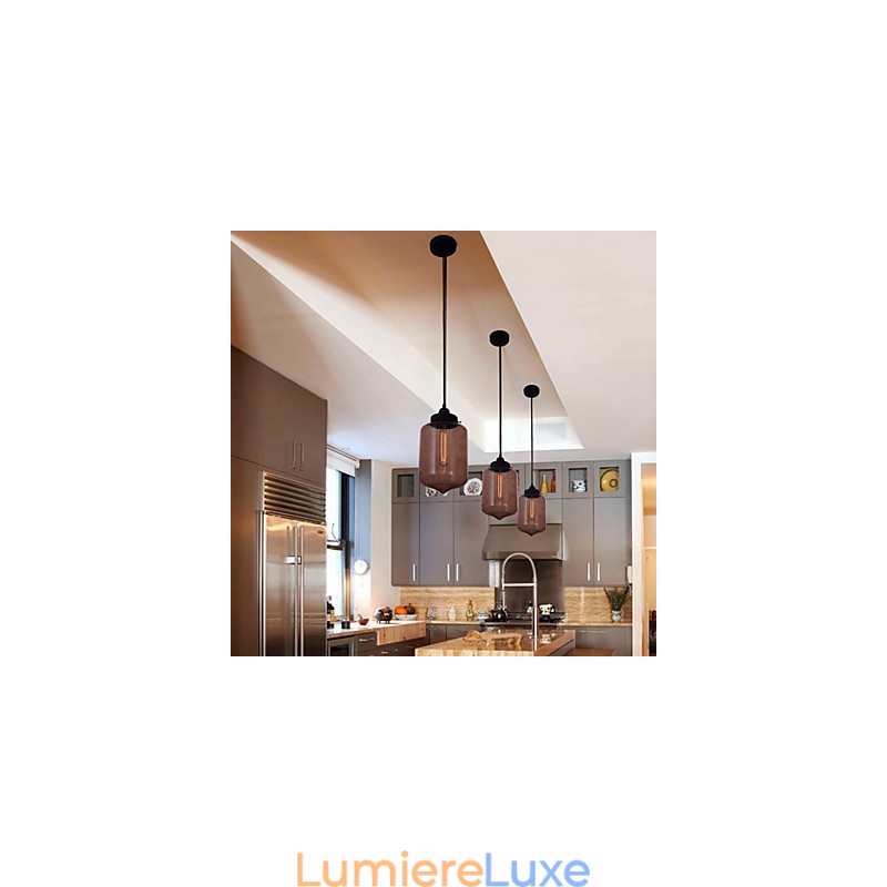 Suspension moderne en verre 70 W au design bouteille transparente