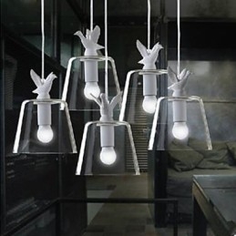 Lustre en verre à tête unique avec canetons et oiseaux Lustre pour repas