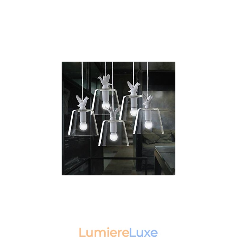 Lustre en verre à tête unique avec canetons et oiseaux Lustre pour repas