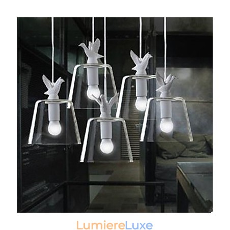Lustre en verre à tête unique avec canetons et oiseaux Lustre pour repas Lustre en verre à tête unique avec canetons et oiseaux Lustre pour repas