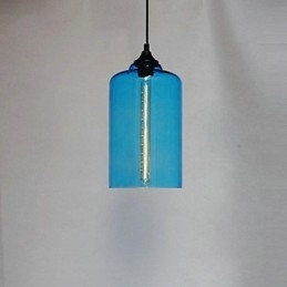 Suspension design bouteille 1 lumière, peinture concise en fer