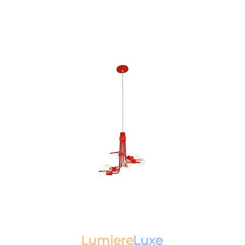 Suspension rouge à 6 lumières de style nord-américain