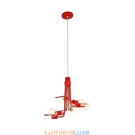Suspension rouge à 6 lumières de style nord-américain Suspension rouge à 6 lumières de style nord-américain