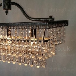 Lustre rectangulaire traditionnel classique en cristal et métal à 3 niveaux pour