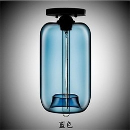 Lampe suspendue rétro créative en verre à tête unique, style café dans un bocal à poissons rouges