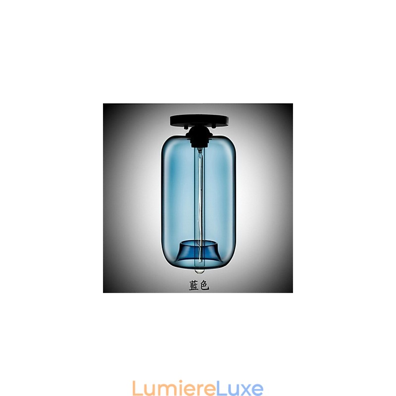 Lampe suspendue rétro créative en verre à tête unique, style café dans un bocal à poissons rouges