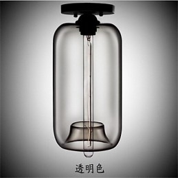 Lampe suspendue rétro créative en verre à tête unique, style café dans un bocal à poissons rouges
