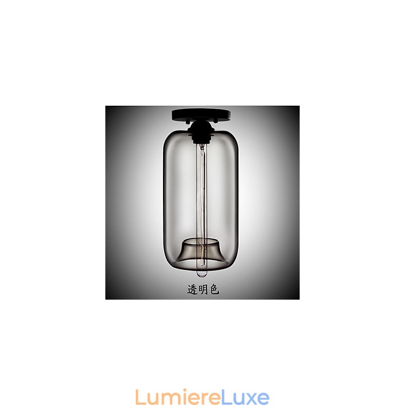 Lampe suspendue rétro créative en verre à tête unique, style café dans un bocal à poissons rouges