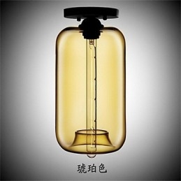Lampe suspendue rétro créative en verre à tête unique, style café dans un bocal à poissons rouges