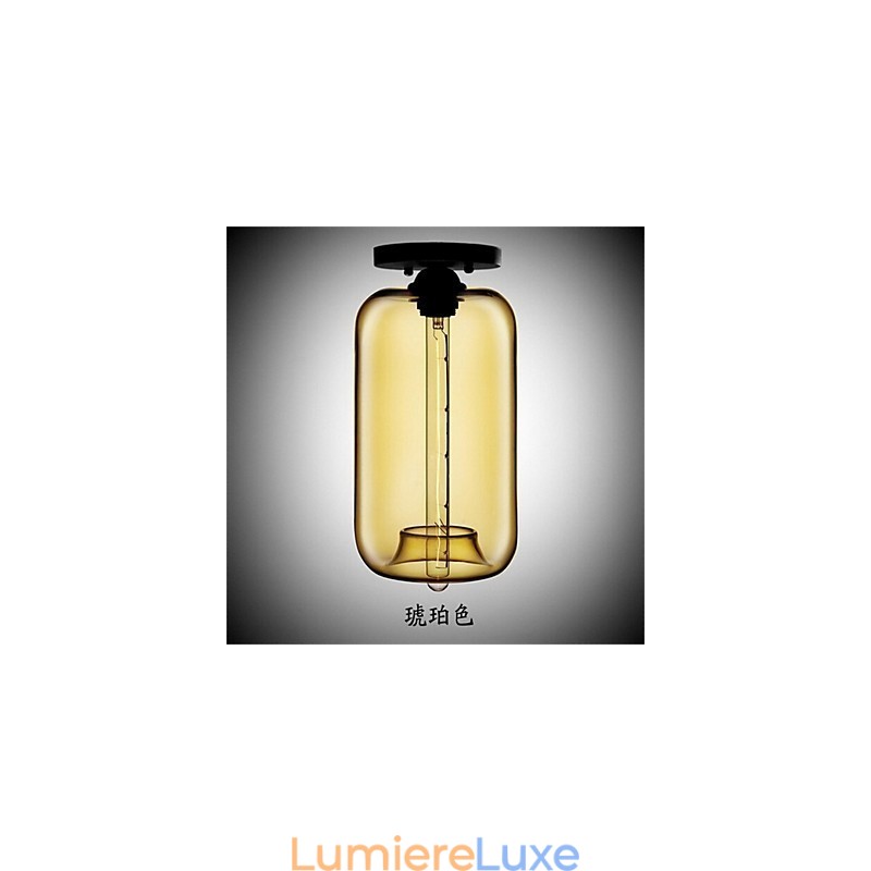Lampe suspendue rétro créative en verre à tête unique, style café dans un bocal à poissons rouges