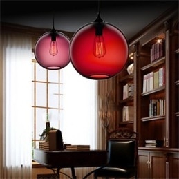 Lampe suspendue rétro créative en verre à tête unique, style café dans un bocal à poissons rouges