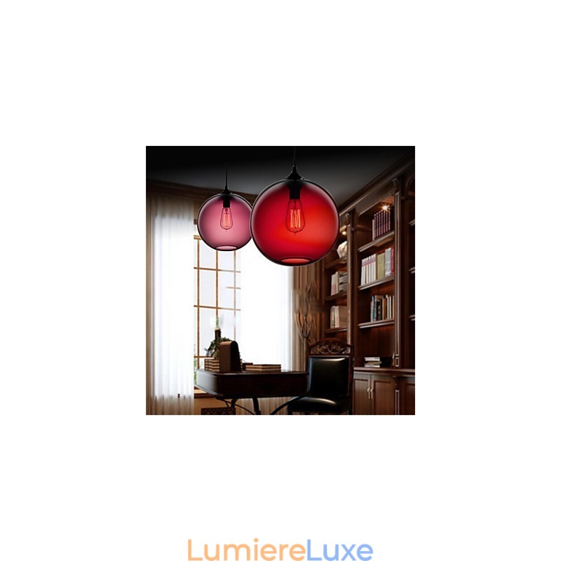Lampe suspendue rétro créative en verre à tête unique, style café dans un bocal à poissons rouges