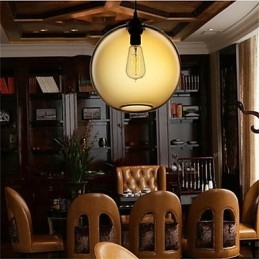 Lampe suspendue rétro créative en verre à tête unique, style café dans un bocal à poissons rouges