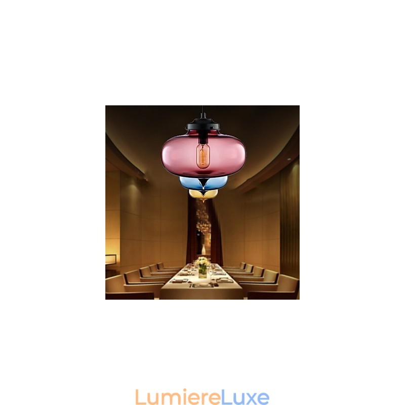 Lampe suspendue rétro créative en verre à tête unique, style café dans un bocal à poissons rouges