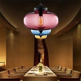 Lampe suspendue rétro créative en verre à tête unique, style café dans un bocal à poissons rouges
