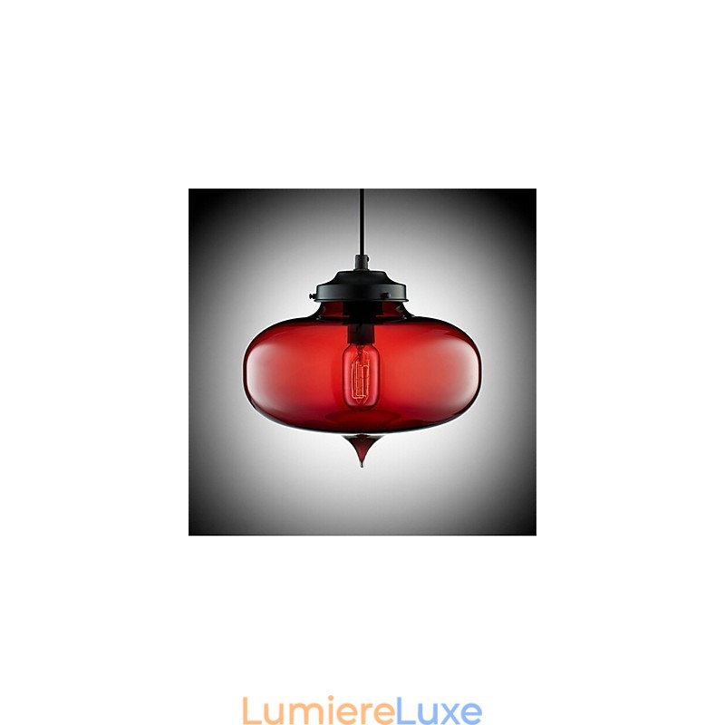 Lampe suspendue rétro créative en verre à tête unique, style café dans un bocal à poissons rouges