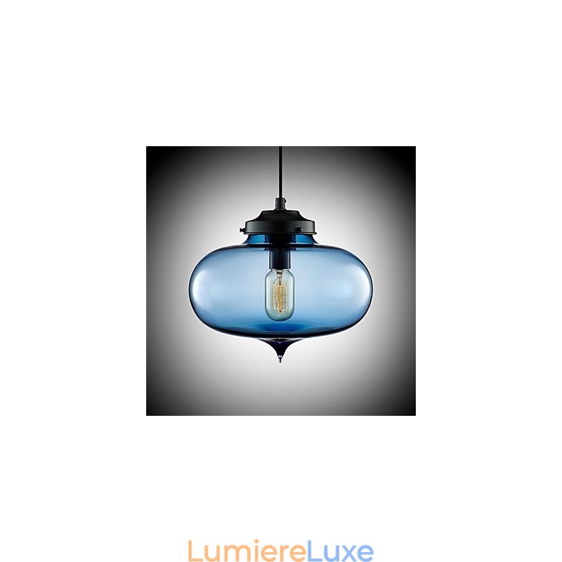 Lampe suspendue rétro créative en verre à tête unique, style café dans un bocal à poissons rouges