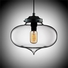 Lampe suspendue rétro créative en verre à tête unique, style café dans un bocal à poissons rouges