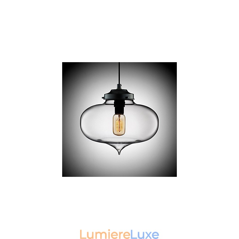 Lampe suspendue rétro créative en verre à tête unique, style café dans un bocal à poissons rouges