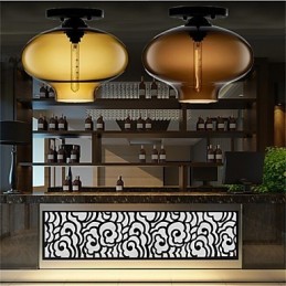 Lampe suspendue rétro créative en verre à tête unique, style café dans un bocal à poissons rouges